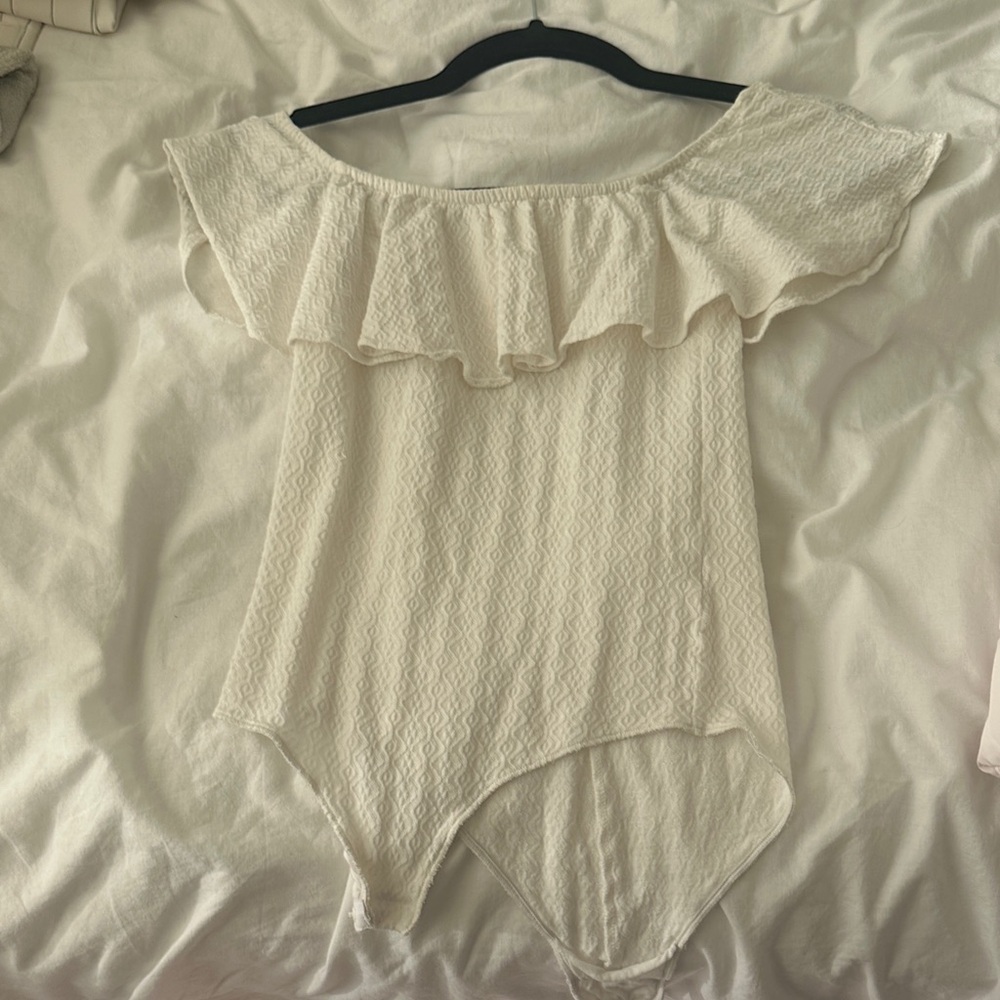 Elegant Cream Off-Shoulder Bodysuit